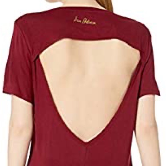 SAM EDELMAN wine colored beautiful logo open back spin top blouse NWT - Picture 2 of 2